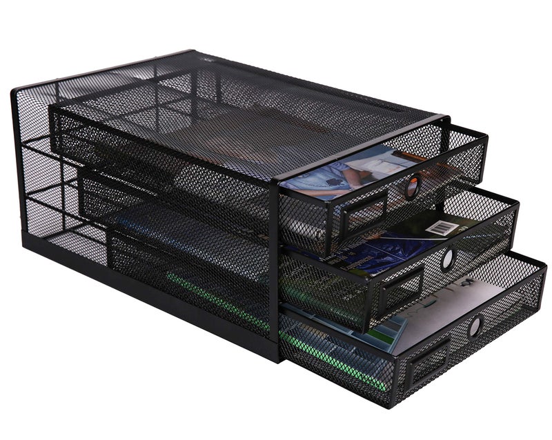 EXERZ Paper Sorter 3 Tier Drawers A4 / Multifunctional Desk Organiser/Letter Tray - Documents, Magazines, Notebooks and Letters - Image 5